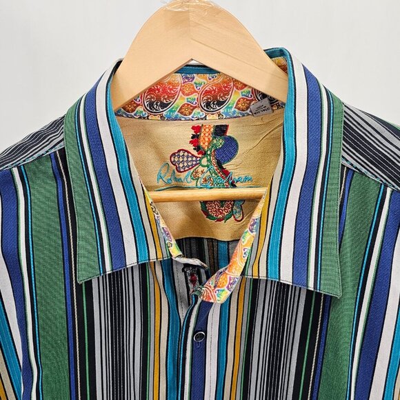 Robert Graham 4XL Classic Fit Green Stripe Contrasting Cuff Button Front… - Picture 2 of 8